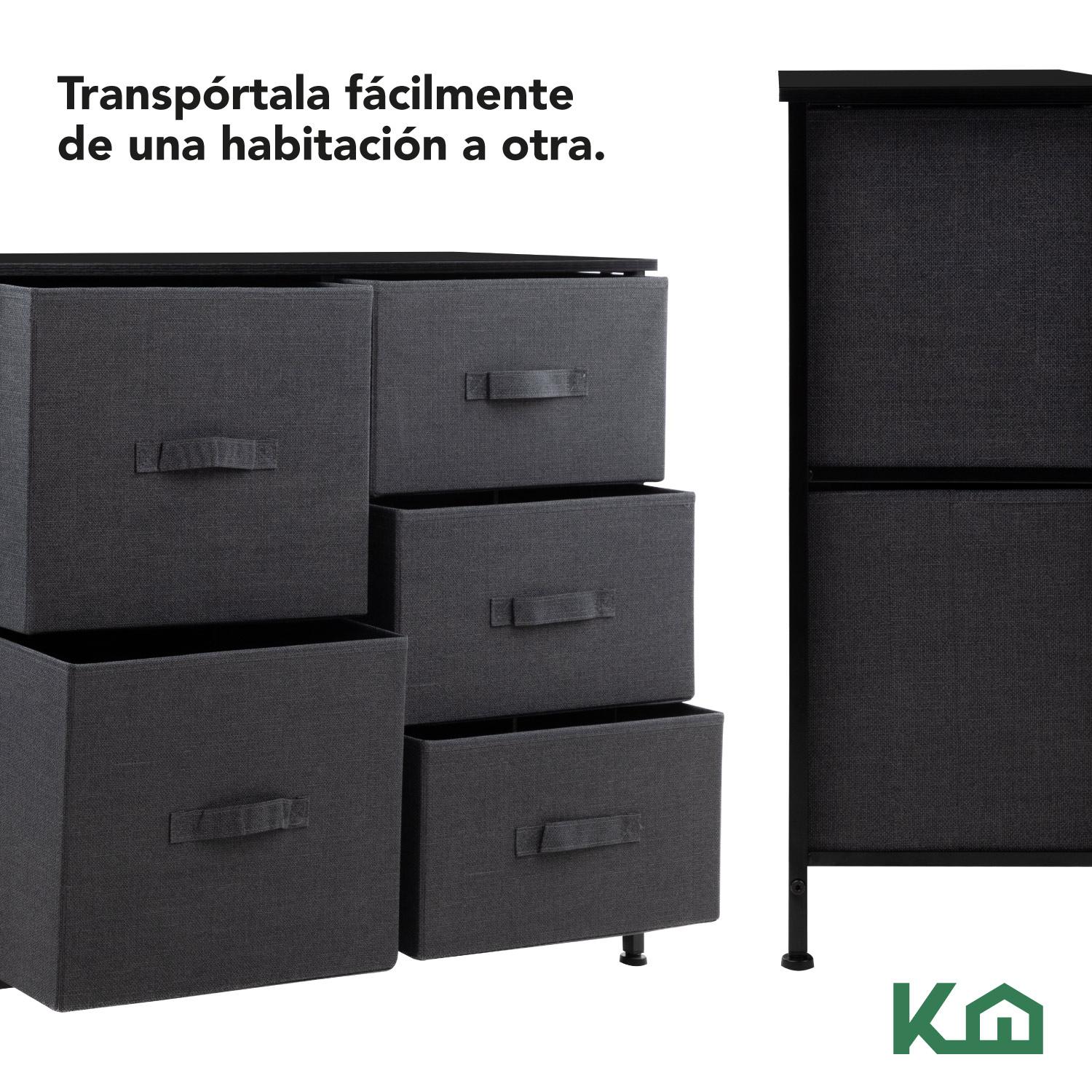 Foto 7 pulgar | Cajonera 5 Cajones KingsHouse Mueble Organizador De Tela Madera color Gris