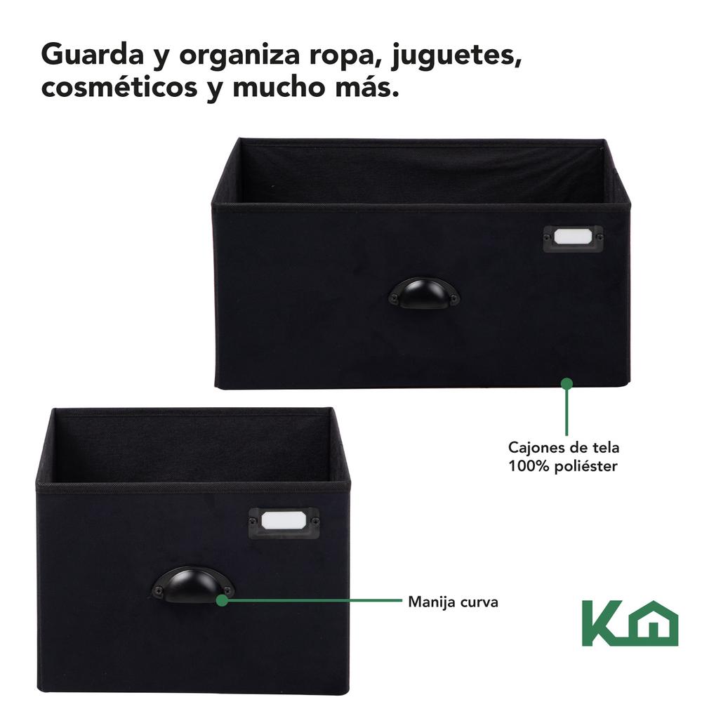 Foto 4 pulgar | Cajonera de 5 Cajones KingsHouse Mueble Organizador de Tela Negro