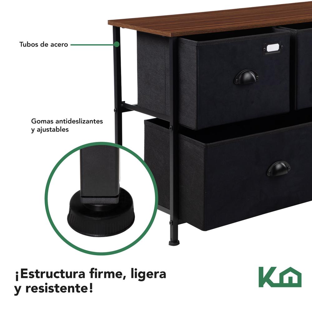 Foto 5 pulgar | Cajonera de 5 Cajones KingsHouse Mueble Organizador de Tela Negro