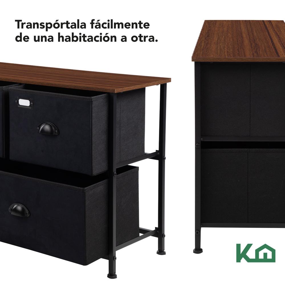 Foto 7 pulgar | Cajonera de 5 Cajones KingsHouse Mueble Organizador de Tela Negro