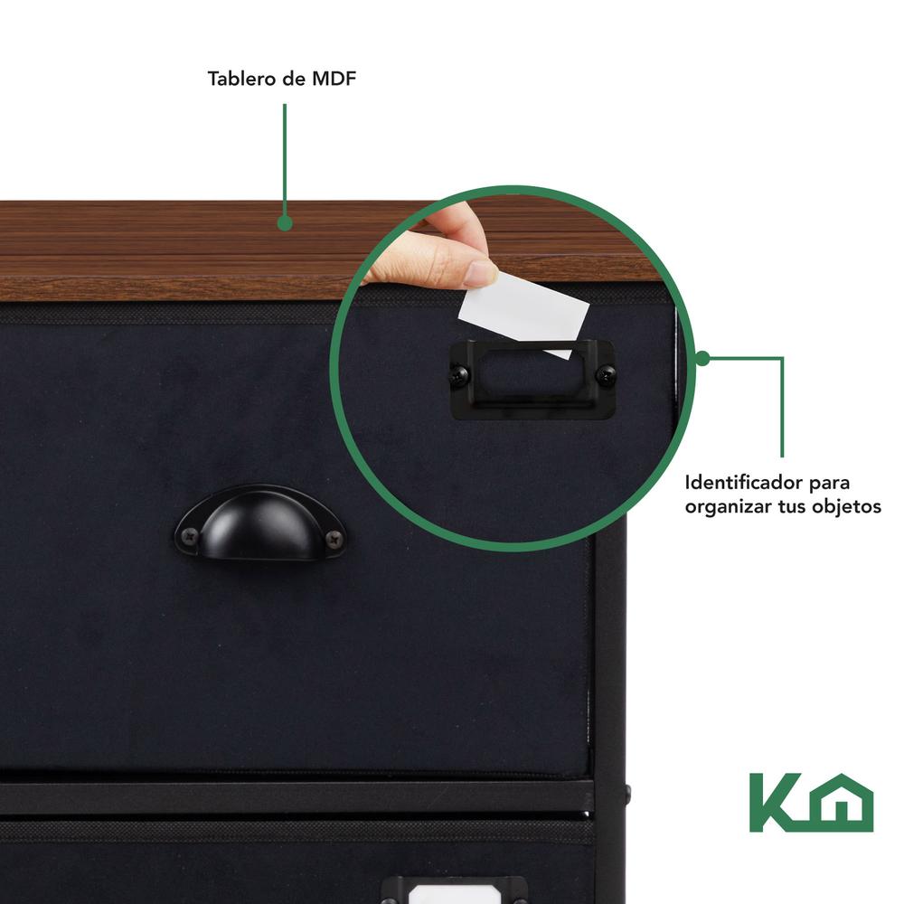 Foto 7 | Cajonera de 5 Cajones KingsHouse Mueble Organizador de Tela Negro