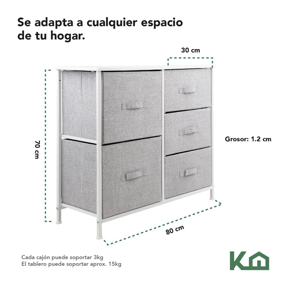 Foto 6 pulgar | Cajonera 5 Cajones KingsHouse Mueble Organizador De Tela