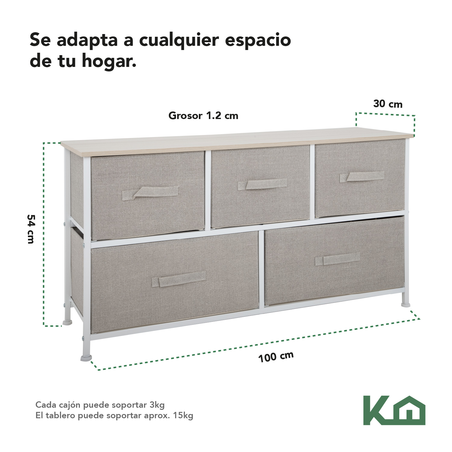 Foto 6 pulgar | Cajonera KingsHouse De 5 Cajones Mueble Organizador de Tela