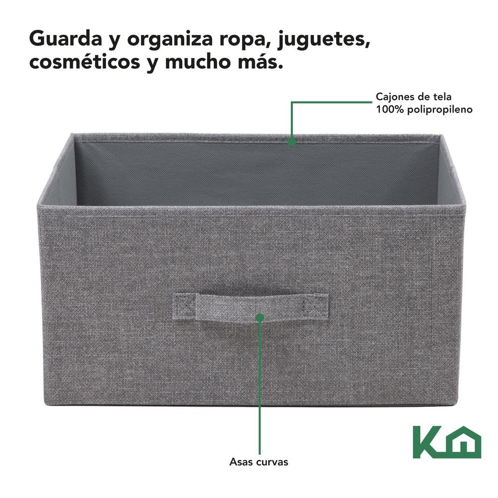 Foto 4 pulgar | Cajonera Con 2 Cajones KingsHouse Buró Mueble De Tela color Gris