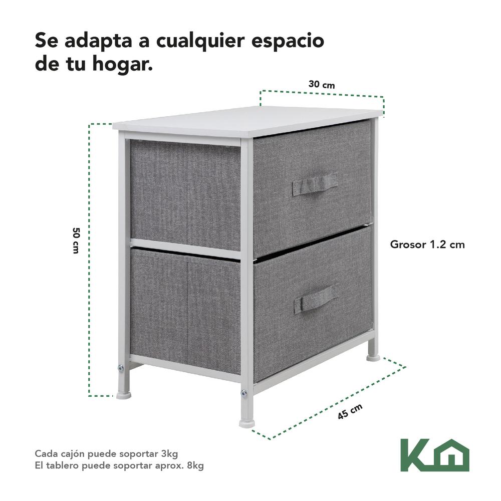 Foto 5 | Cajonera Con 2 Cajones KingsHouse Buró Mueble De Tela color Gris