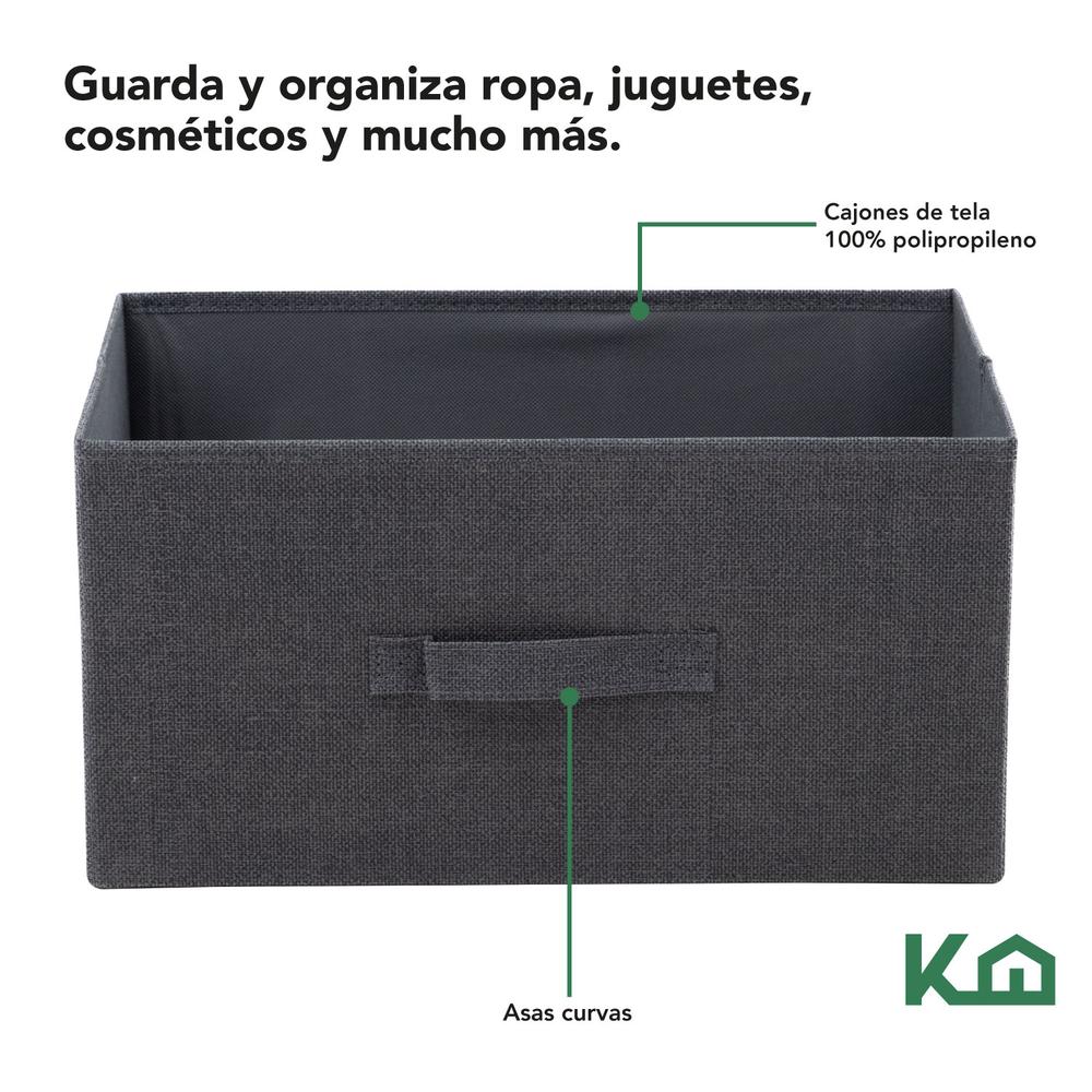 Foto 4 pulgar | Cajonera Con 2 Cajones KingsHouse Buró Mueble De Tela color Gris