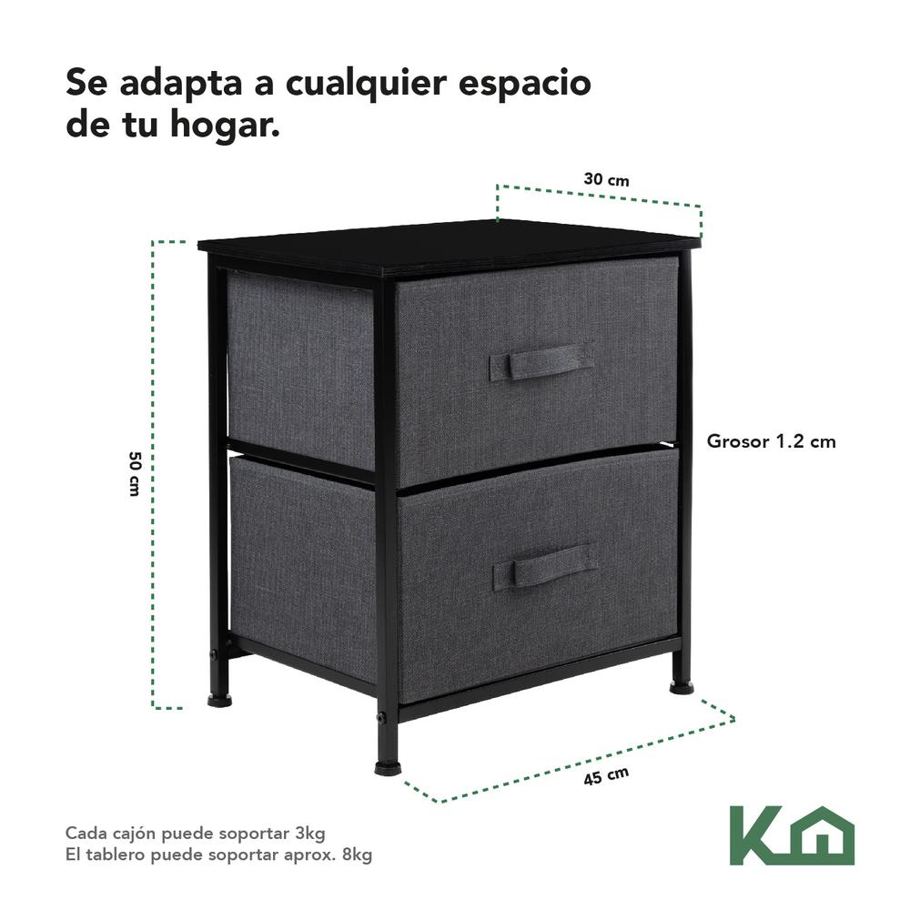 Foto 5 | Cajonera Con 2 Cajones KingsHouse Buró Mueble De Tela color Gris