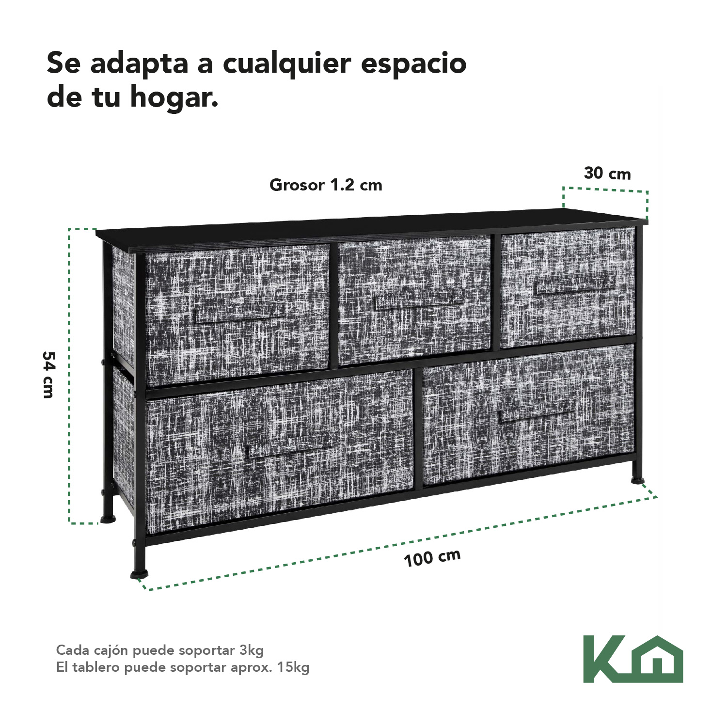 Foto 5 | Cómoda KingsHouse KINGCHEST5W color Gris