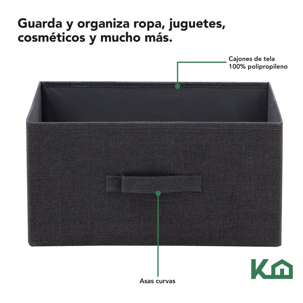 Foto 4 pulgar | Cajonera De 4 Cajones KingsHouse Mueble Organizador Tela color Gris