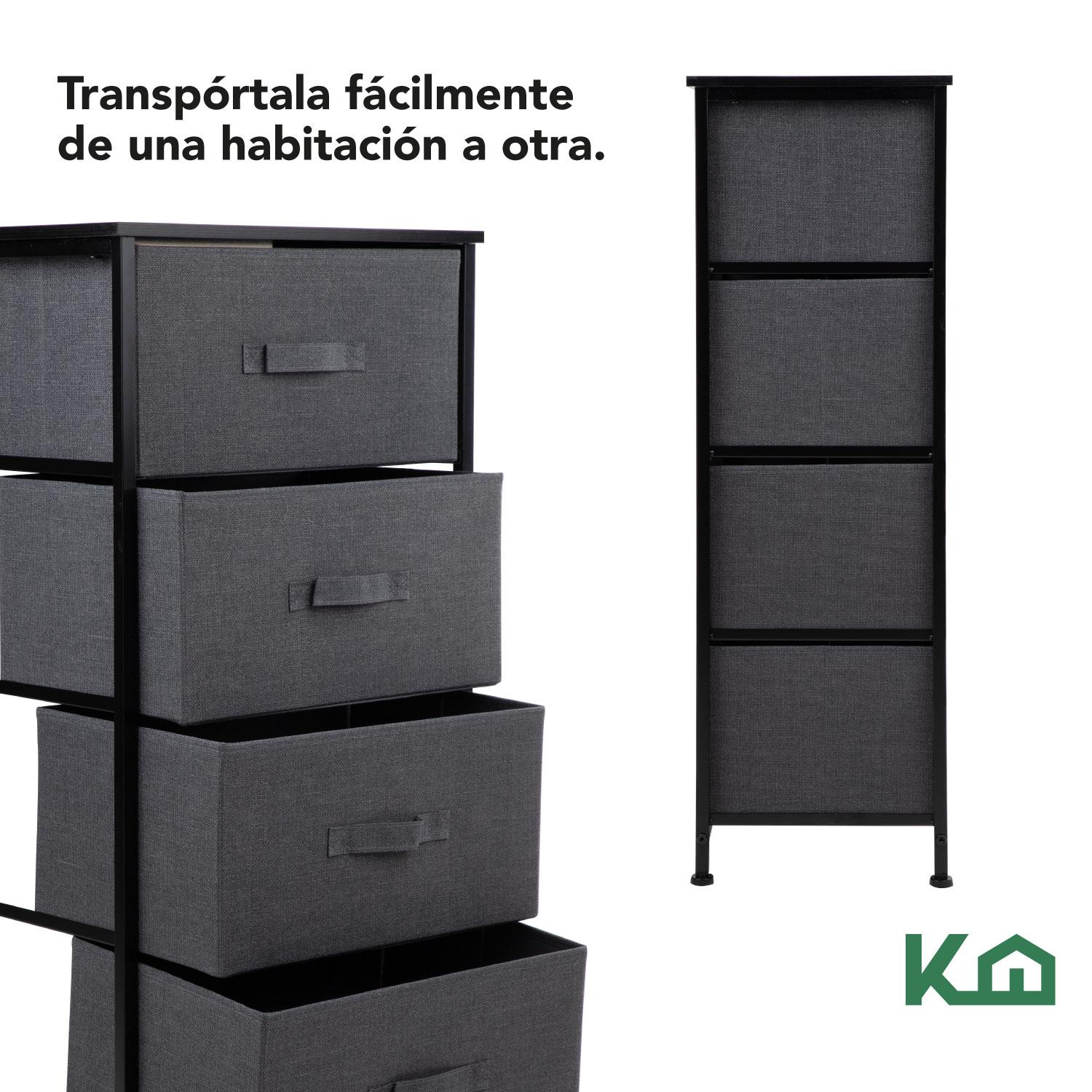 Foto 7 pulgar | Cajonera De 4 Cajones KingsHouse Mueble Organizador Tela color Gris