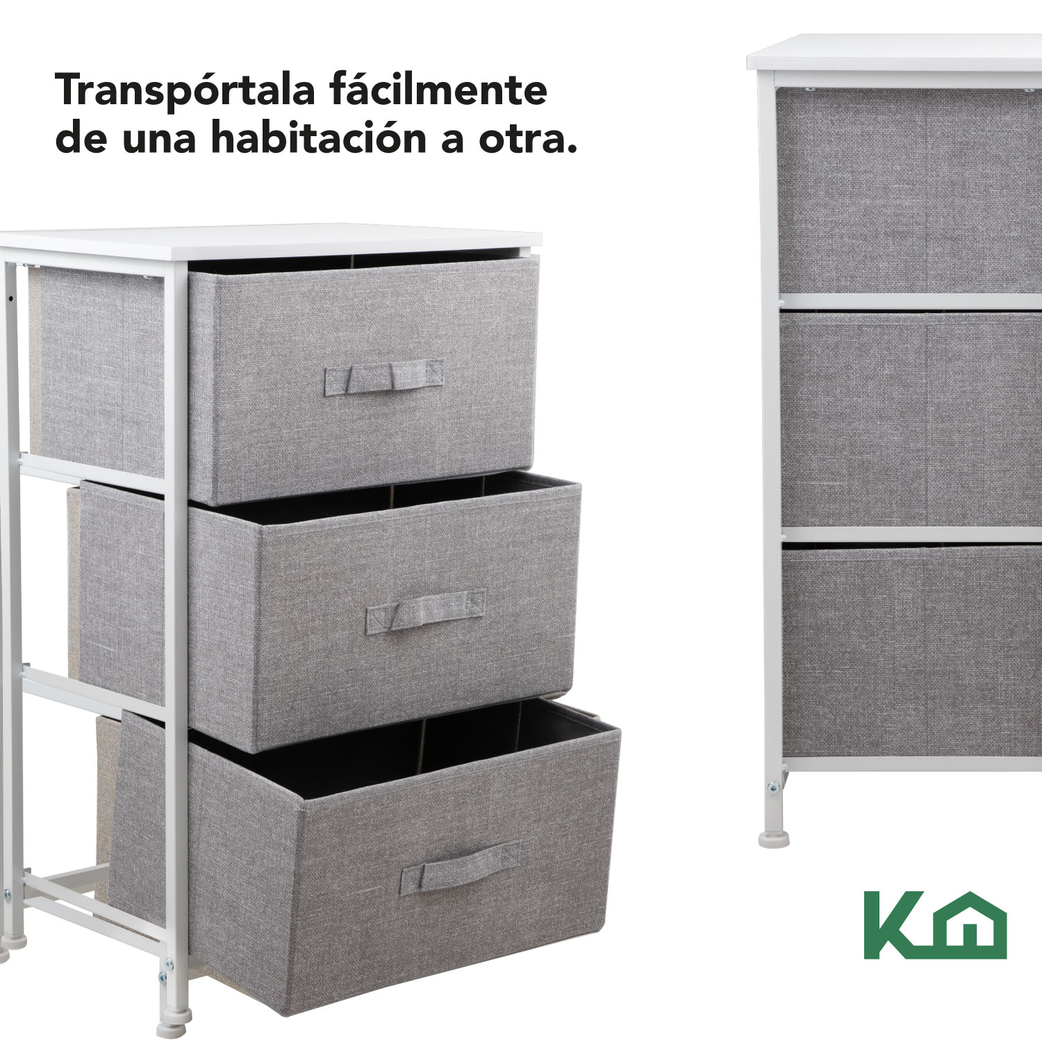 Foto 7 pulgar | Cajonera De 3 Cajones KingsHouse Mueble Organizador Tela color Gris