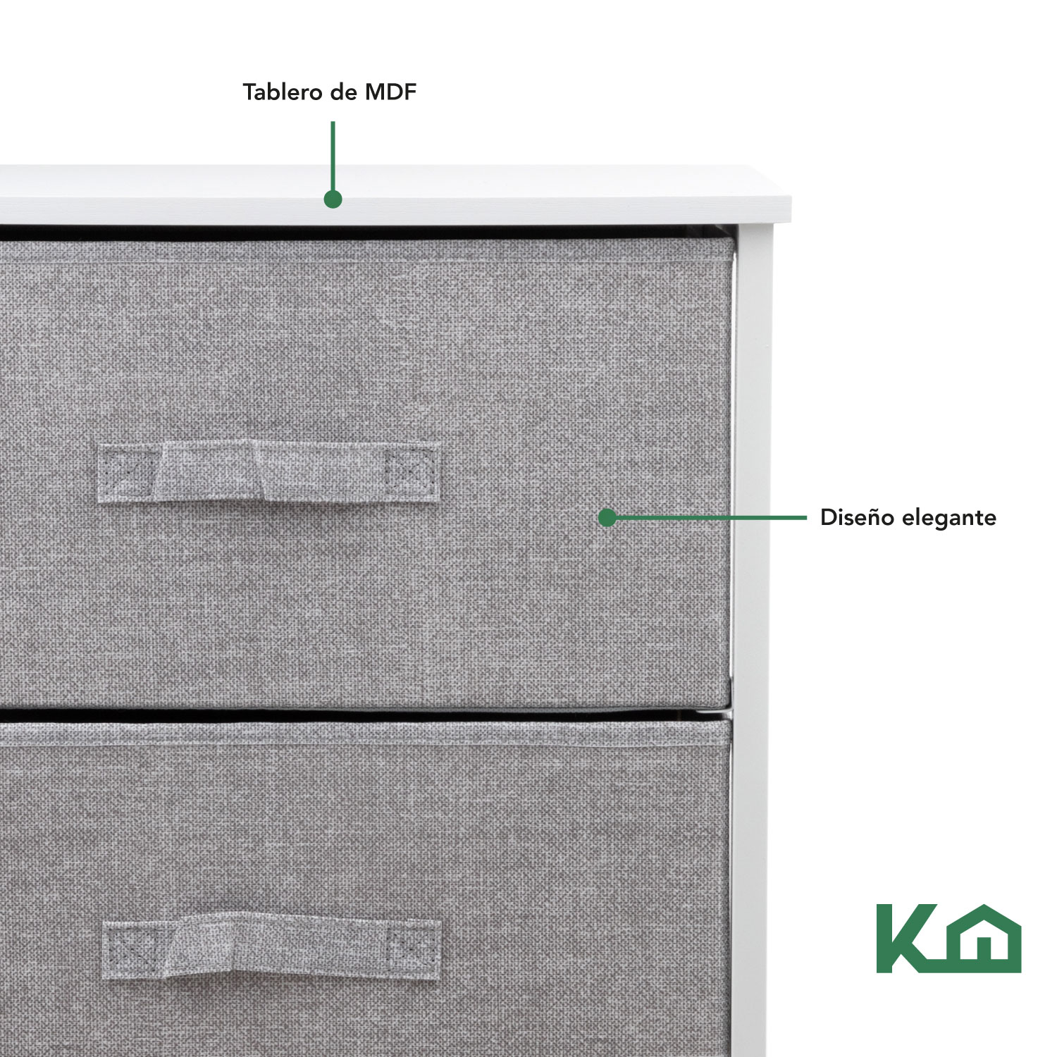 Foto 7 | Cajonera De 3 Cajones KingsHouse Mueble Organizador Tela color Gris