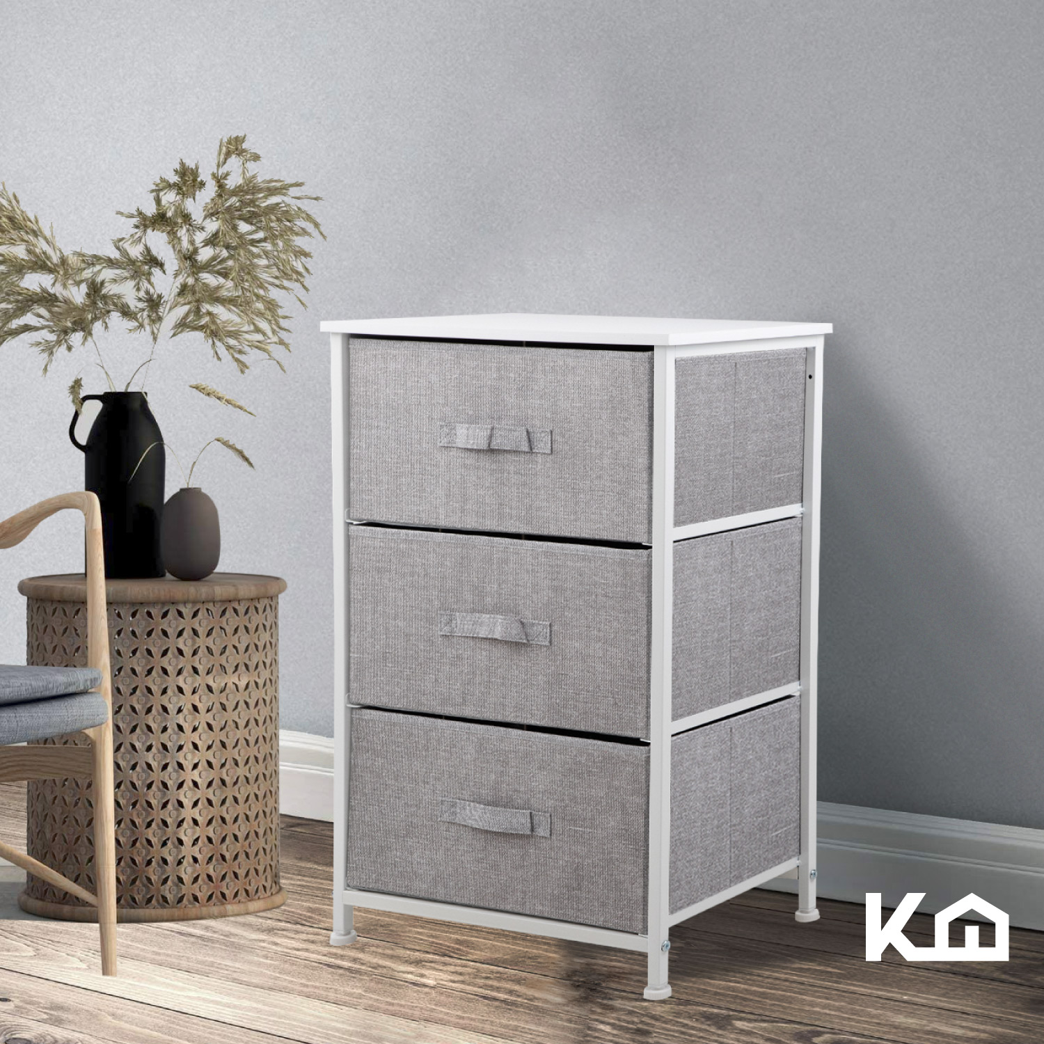 Foto 8 | Cajonera De 3 Cajones KingsHouse Mueble Organizador Tela color Gris