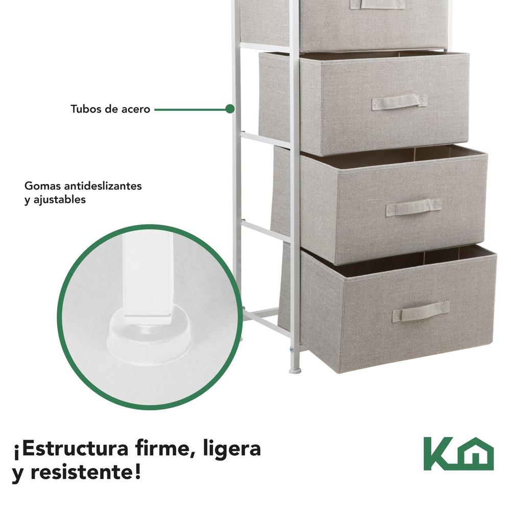 Foto 5 pulgar | Cajonera KingsHouse KINGCHEST4 color Beige de Tela y Madera