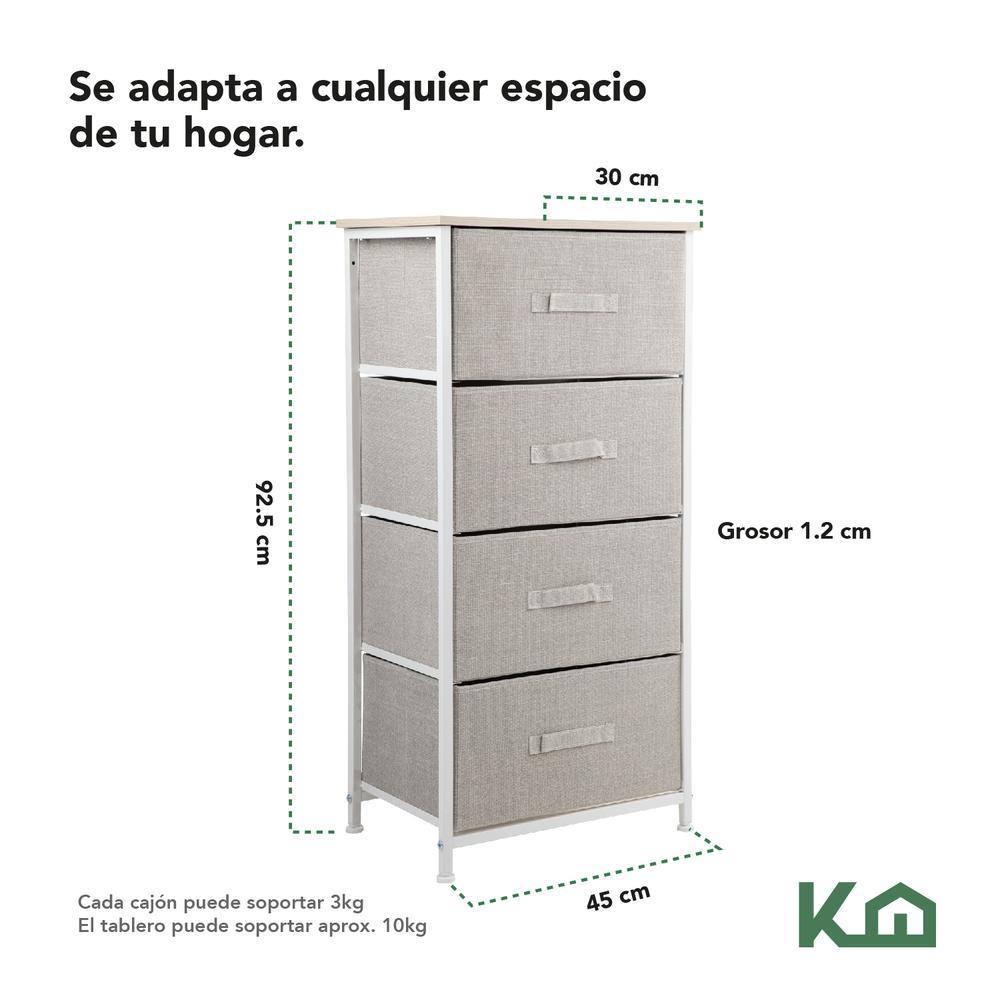 Foto 6 pulgar | Cajonera KingsHouse KINGCHEST4 color Beige de Tela y Madera