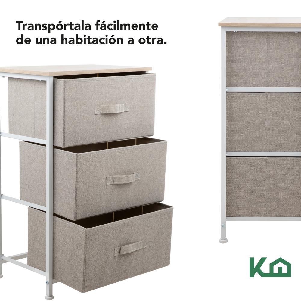 Foto 7 pulgar | Cajonera De 3 Cajones KingsHouse Mueble Organizador Tela color Gris