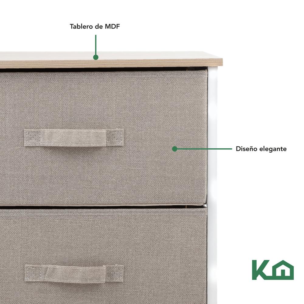 Foto 7 | Cajonera De 3 Cajones KingsHouse Mueble Organizador Tela color Gris