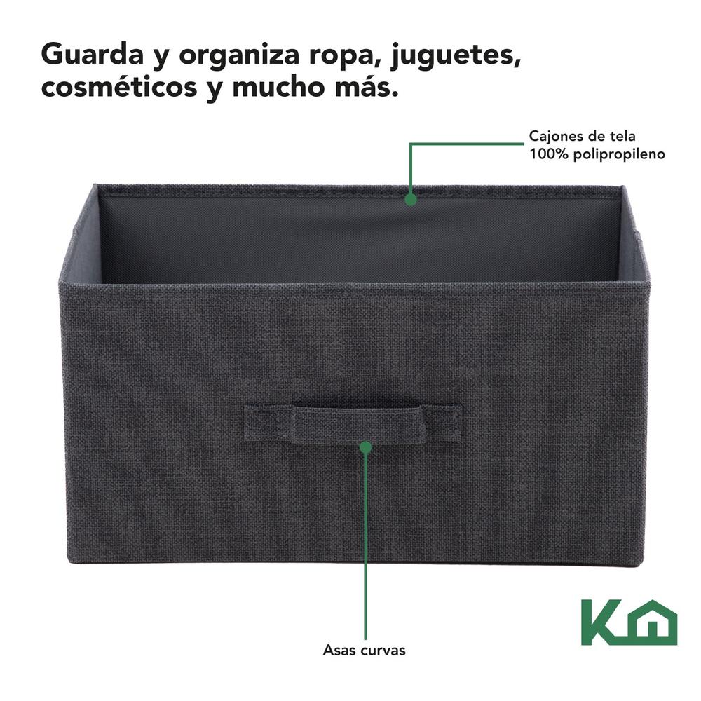 Foto 4 pulgar | Cajonera De 3 Cajones KingsHouse Mueble Organizador Tela color Gris