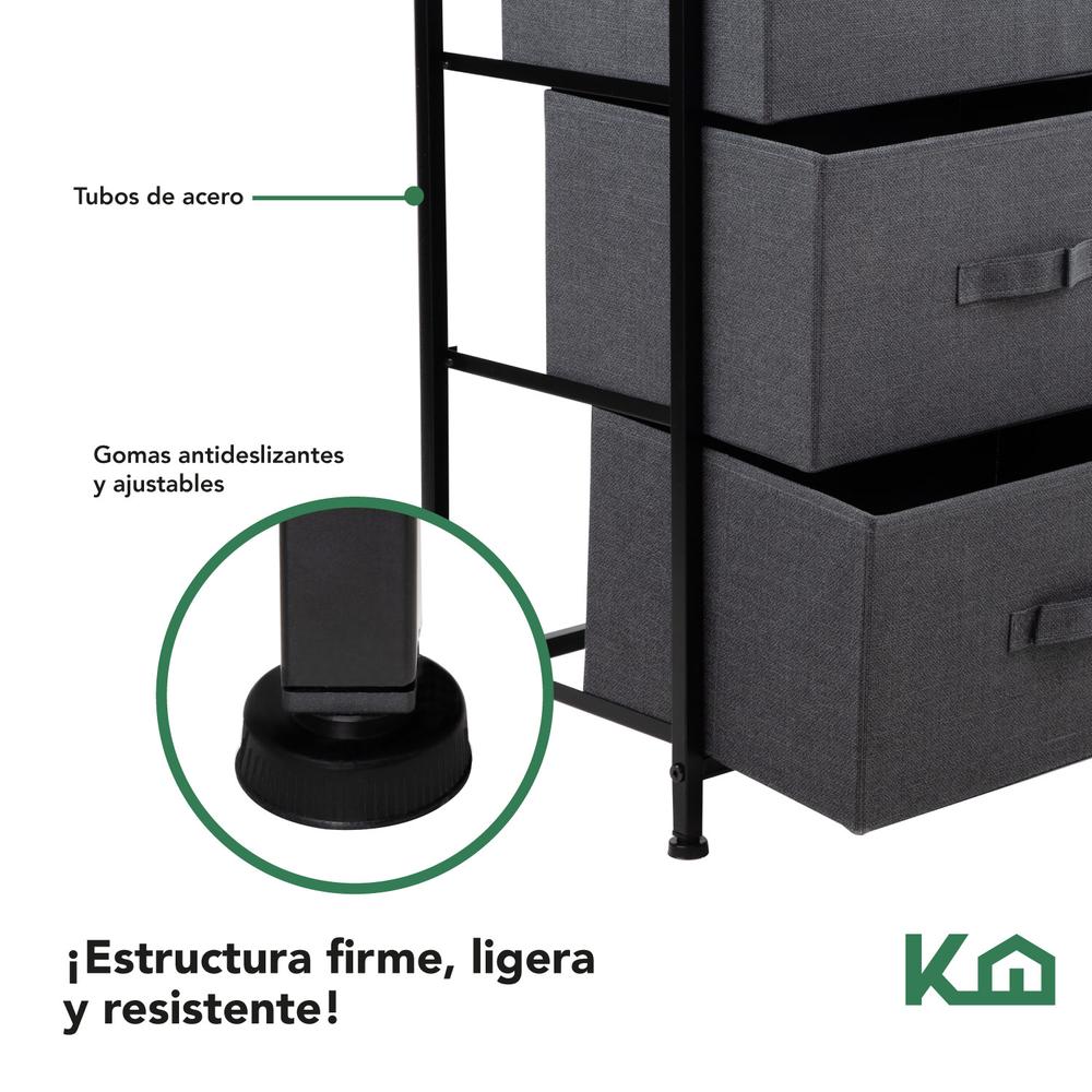 Foto 5 pulgar | Cajonera De 3 Cajones KingsHouse Mueble Organizador Tela color Gris