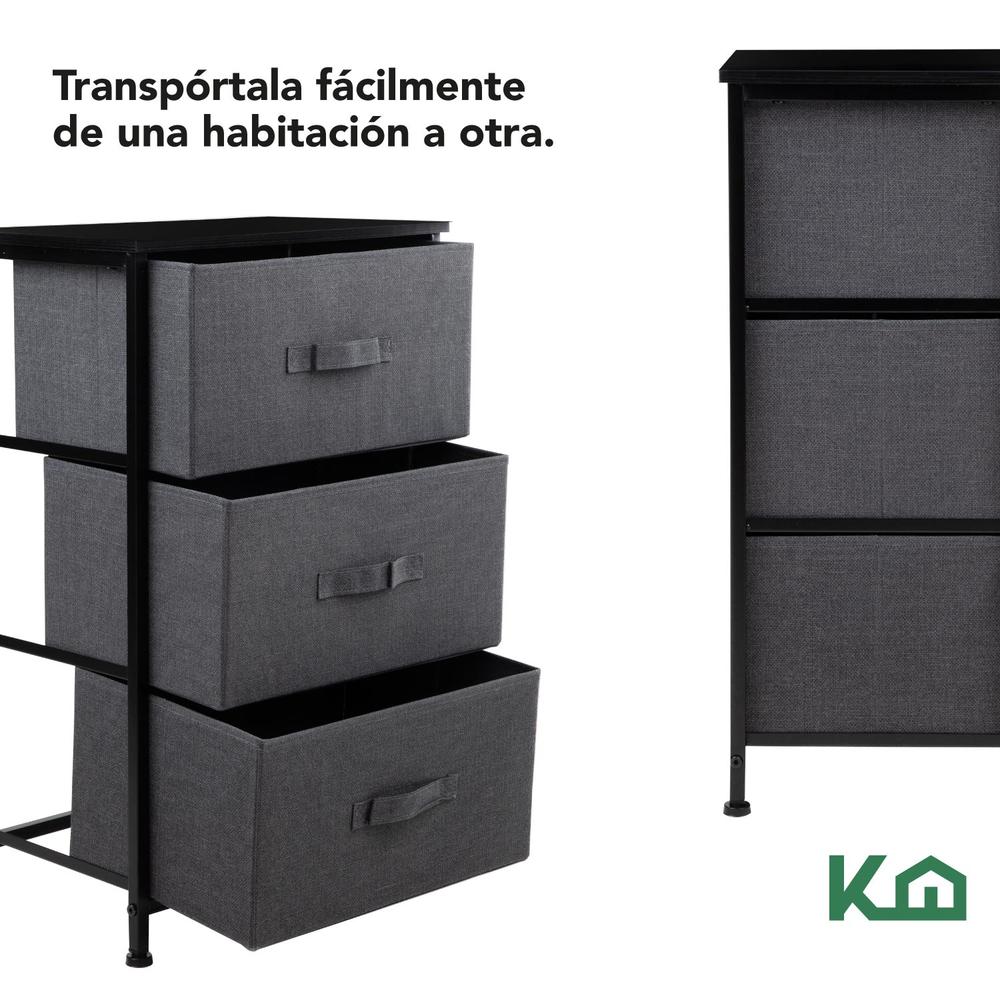 Foto 7 pulgar | Cajonera De 3 Cajones KingsHouse Mueble Organizador Tela color Gris