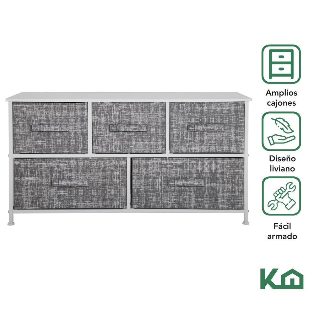 Foto 2 | Cajonera de 5 Cajones KingsHouse Mueble Organizador Tela Gris