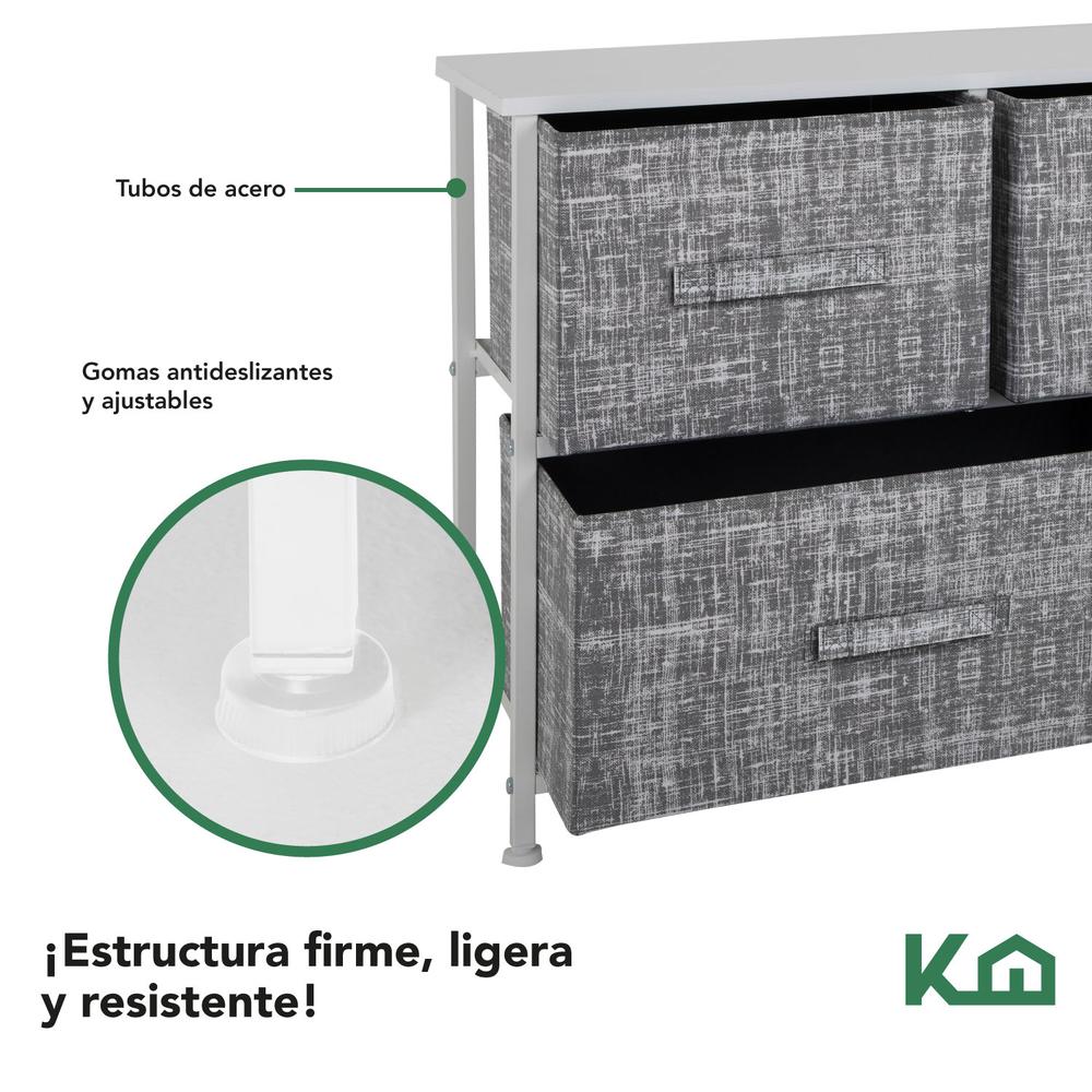 Foto 5 pulgar | Cajonera de 5 Cajones KingsHouse Mueble Organizador Tela Gris