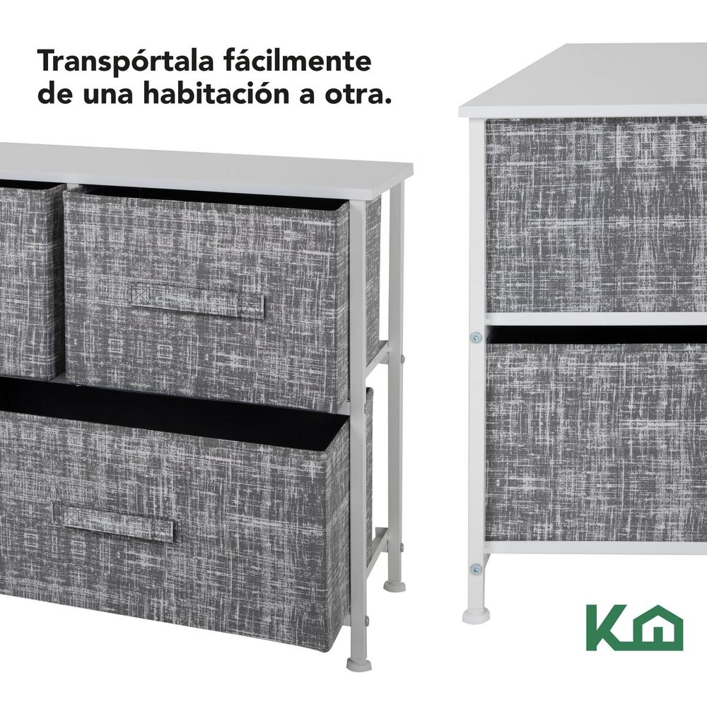 Foto 7 pulgar | Cajonera de 5 Cajones KingsHouse Mueble Organizador Tela Gris