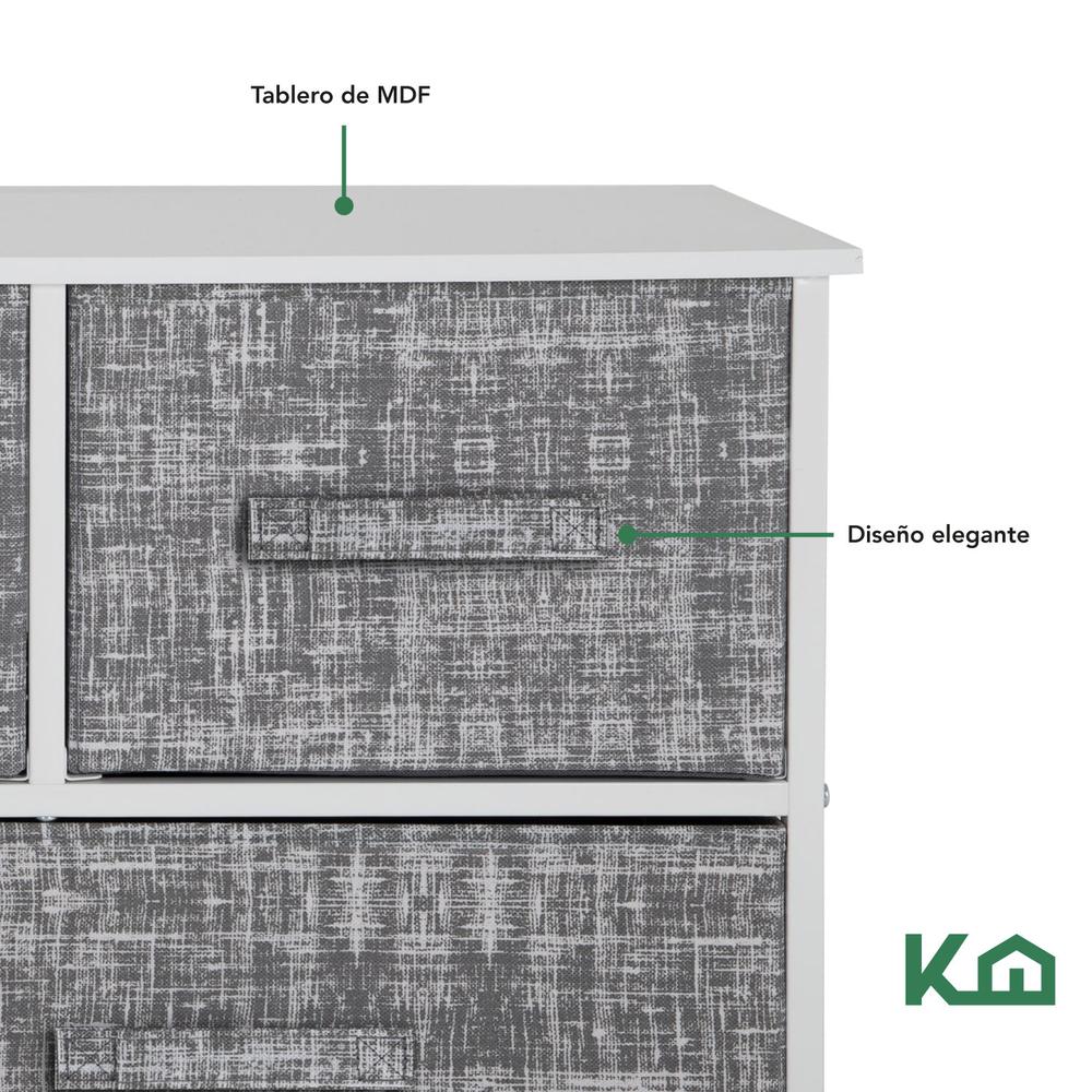 Foto 8 pulgar | Cajonera de 5 Cajones KingsHouse Mueble Organizador Tela Gris