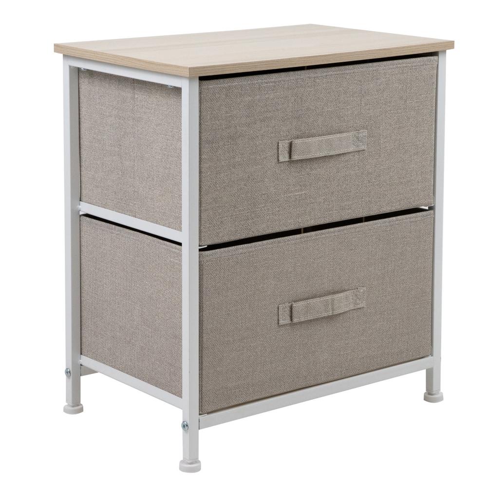 Cajonera KingsHouse KINGCHEST2 color Beige con 2 Cajones Buro Mueble de Tela Madera