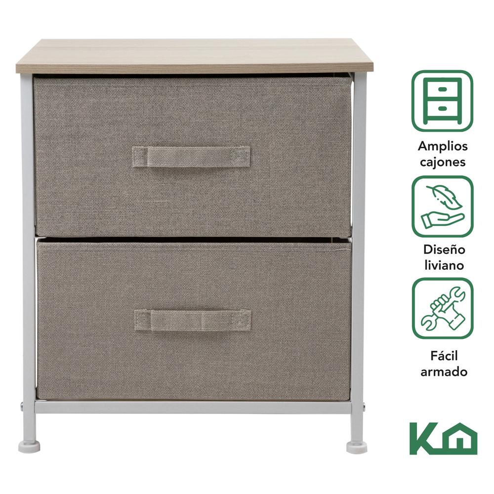 Foto 3 pulgar | Cajonera KingsHouse KINGCHEST2 color Beige con 2 Cajones Buro Mueble de Tela Madera