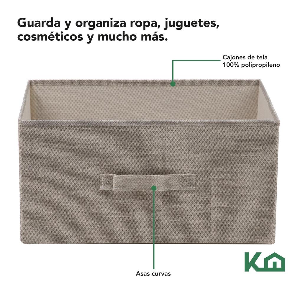 Foto 4 pulgar | Cajonera KingsHouse KINGCHEST2 color Beige con 2 Cajones Buro Mueble de Tela Madera