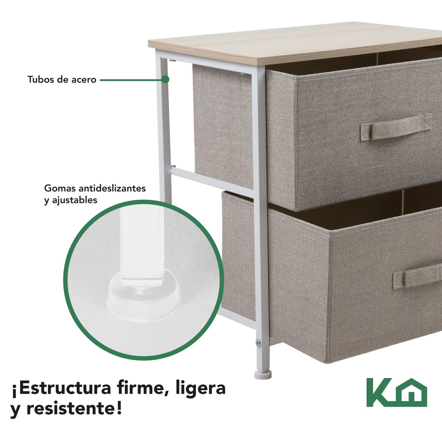 Foto 5 pulgar | Cajonera KingsHouse KINGCHEST2 color Beige con 2 Cajones Buro Mueble de Tela Madera