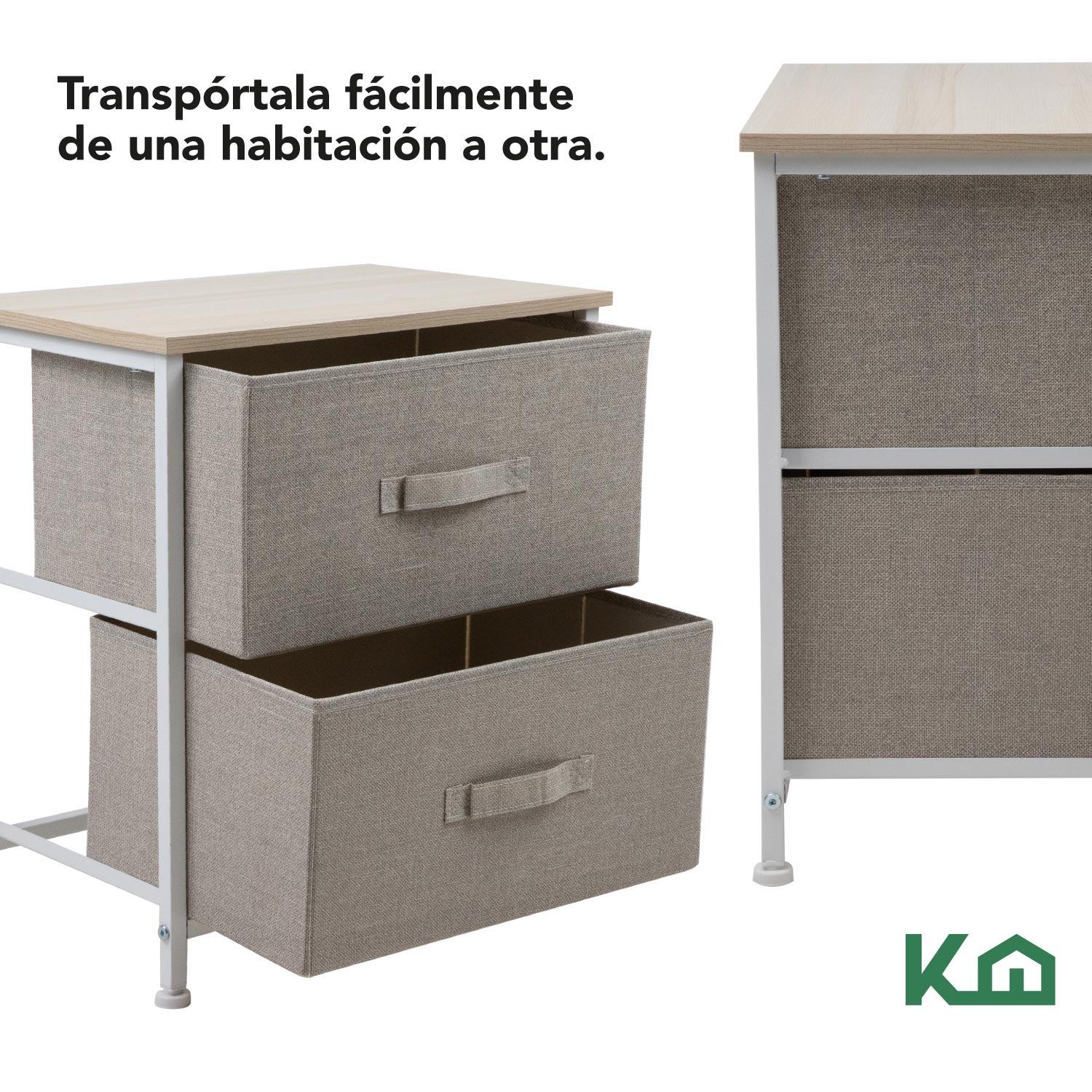 Foto 7 pulgar | Cajonera KingsHouse KINGCHEST2 color Beige con 2 Cajones Buro Mueble de Tela Madera