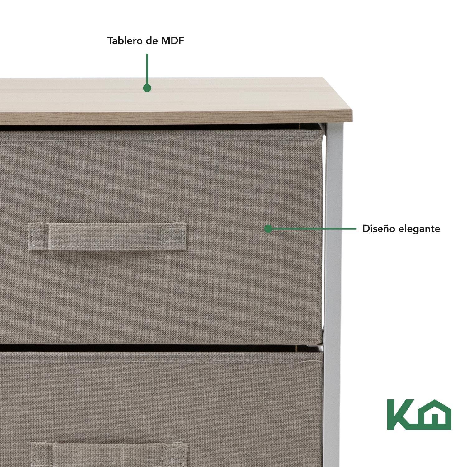 Foto 8 pulgar | Cajonera KingsHouse KINGCHEST2 color Beige con 2 Cajones Buro Mueble de Tela Madera