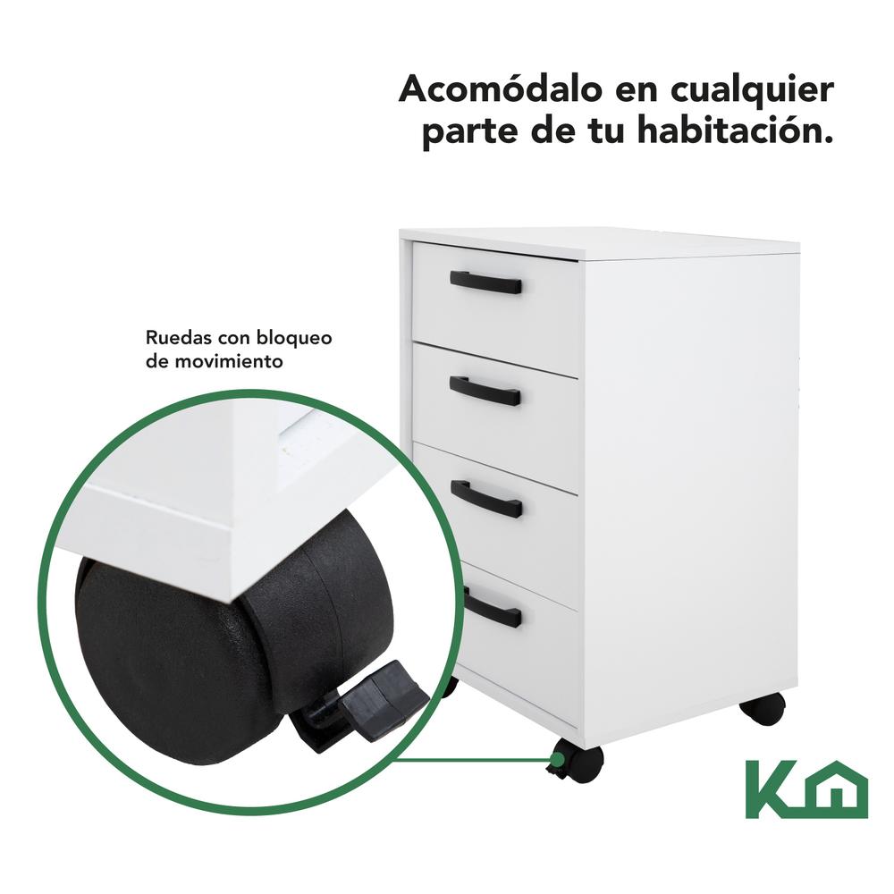 Foto 4 | Cajonera de Madera KingsHouse 4 Cajones color Blanco