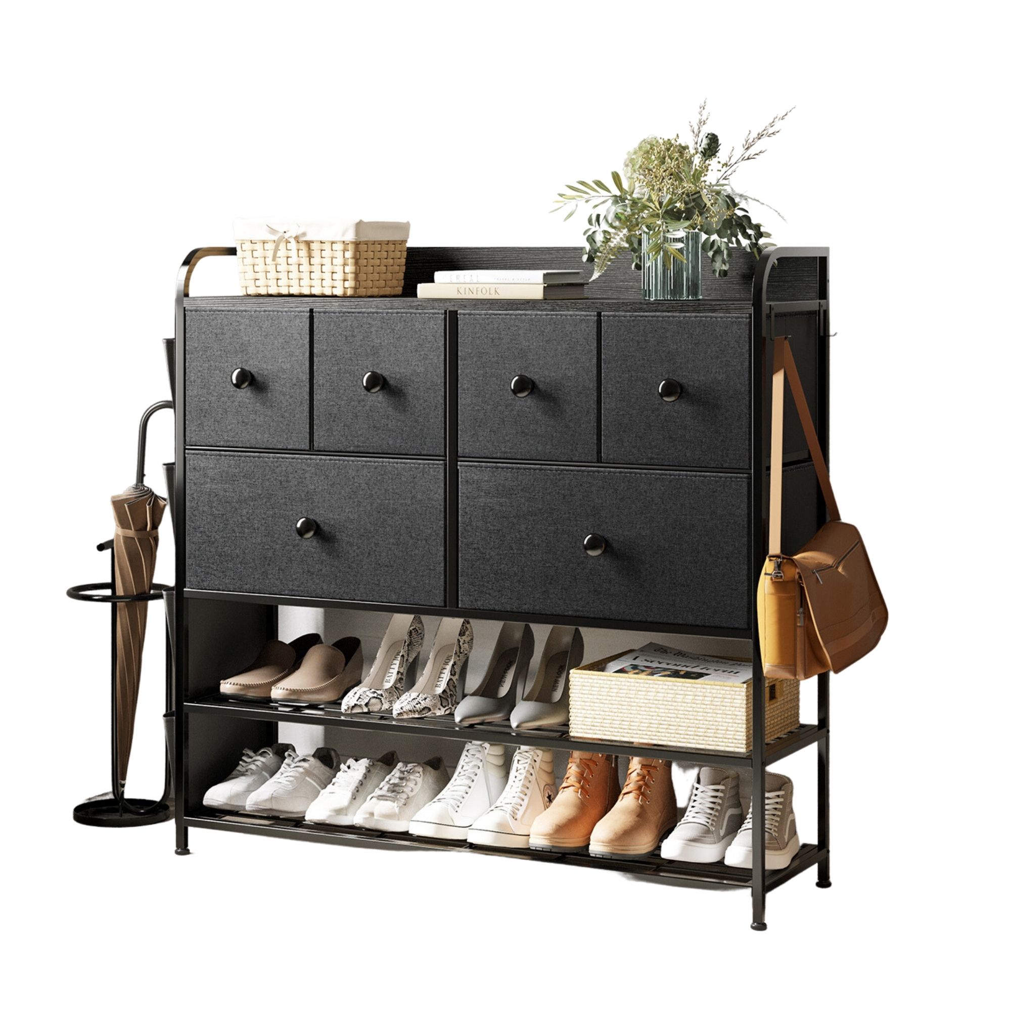 Foto 2 pulgar | Cómoda 6 Cajones Fabato FA0562-BLK color Negro de Tela Torre Organizadora 2 Niveles