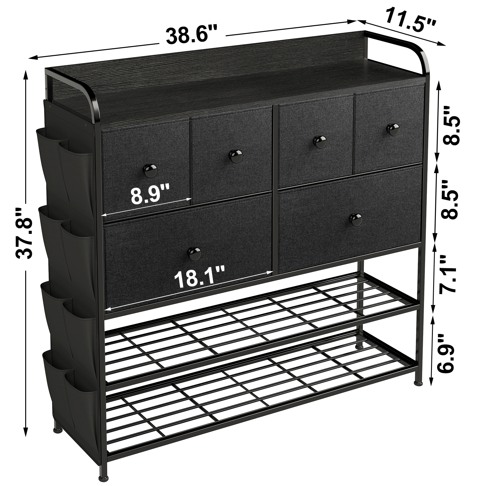 Foto 4 pulgar | Cómoda 6 Cajones Fabato FA0562-BLK color Negro de Tela Torre Organizadora 2 Niveles