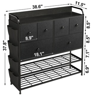 Foto 3 | Cómoda 6 Cajones Fabato FA0562-BLK color Negro de Tela Torre Organizadora 2 Niveles