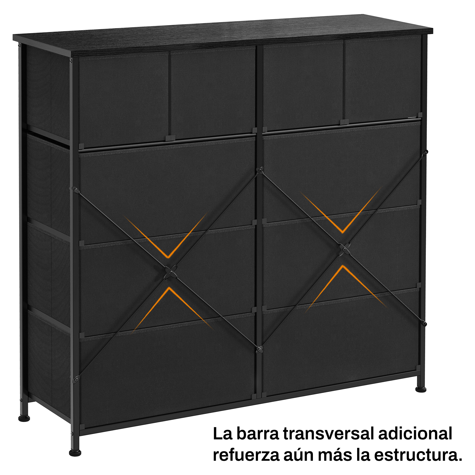 Foto 3 | Cómoda de 10 Cajones Fabato FA5910-BLK color Negro de Tela Marco Acero