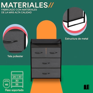 Foto 3 | Cómoda Mubson Nara-4 con 4 Cajones de Tela color Gris