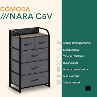 Foto 2 | Cómoda Vertical Mubson Nara-5 color Gris con 5 Cajones de Tela