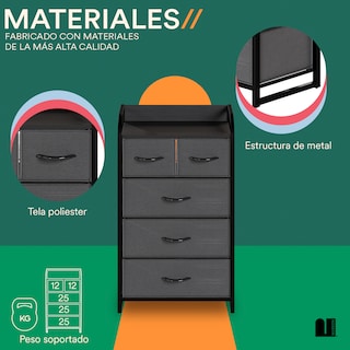 Foto 4 | Cómoda Vertical Mubson Nara-5 color Gris con 5 Cajones de Tela