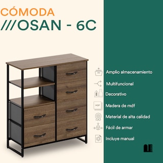 Foto 2 | Cómoda Mubson Osan-6 color Marrón con 6 Cajones y Triple Repisa