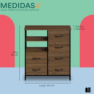 Foto 5 | Cómoda Mubson Osan-6 color Marrón con 6 Cajones y Triple Repisa