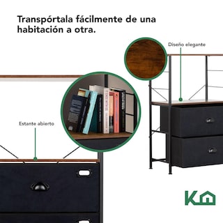 Foto 6 | Cómoda Kingshouse color Negro 2 Cajones