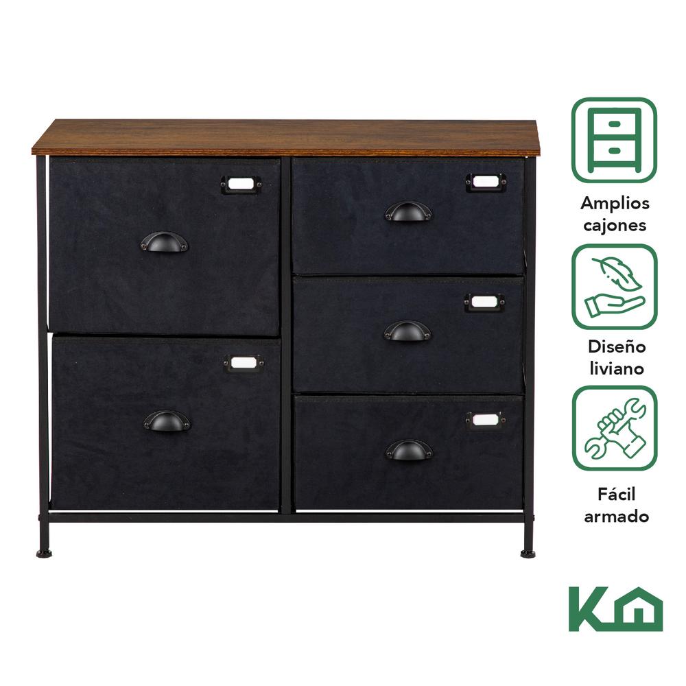 Foto 3 pulgar | Cajonera KingsHouse KINGCHEST5W-1 color Negro 5 Cajones