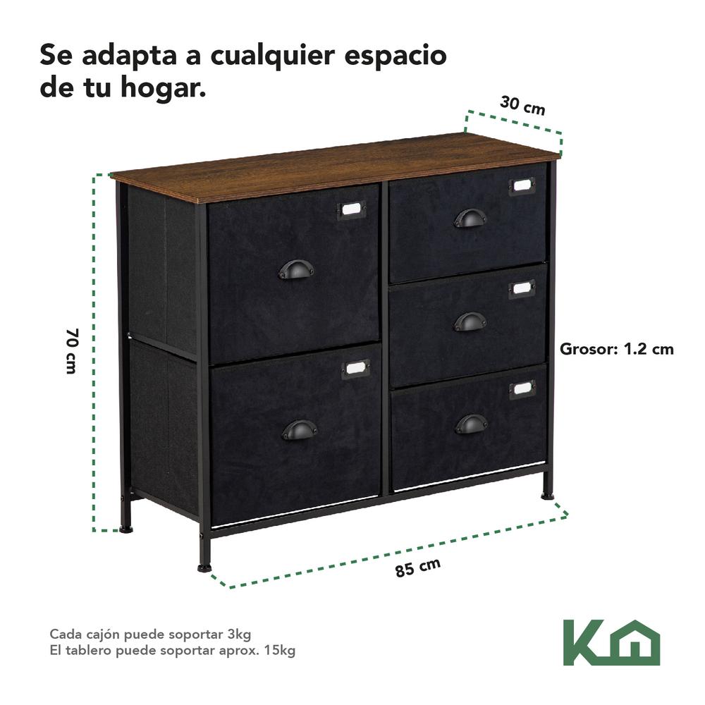 Foto 6 pulgar | Cajonera KingsHouse KINGCHEST5W-1 color Negro 5 Cajones