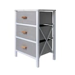 Cómoda Cajonera Big Room Blanca 3 Cajones de Tela Mueble Organizador de Madera