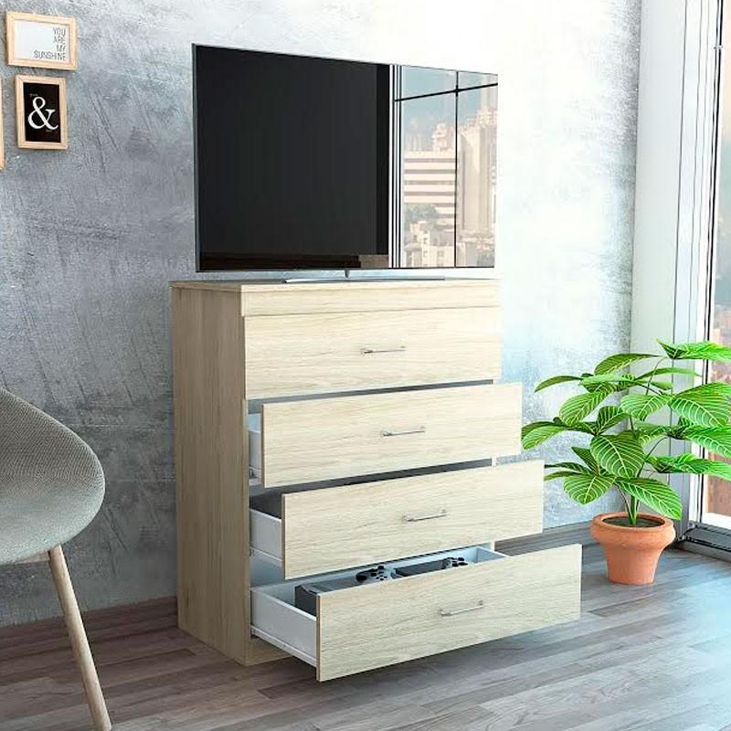 Foto 3 pulgar | Cómoda Organizador Marino, Beige Y Blanco, Con Cuatro Cajones Organizadores Y Manijas Metálicas