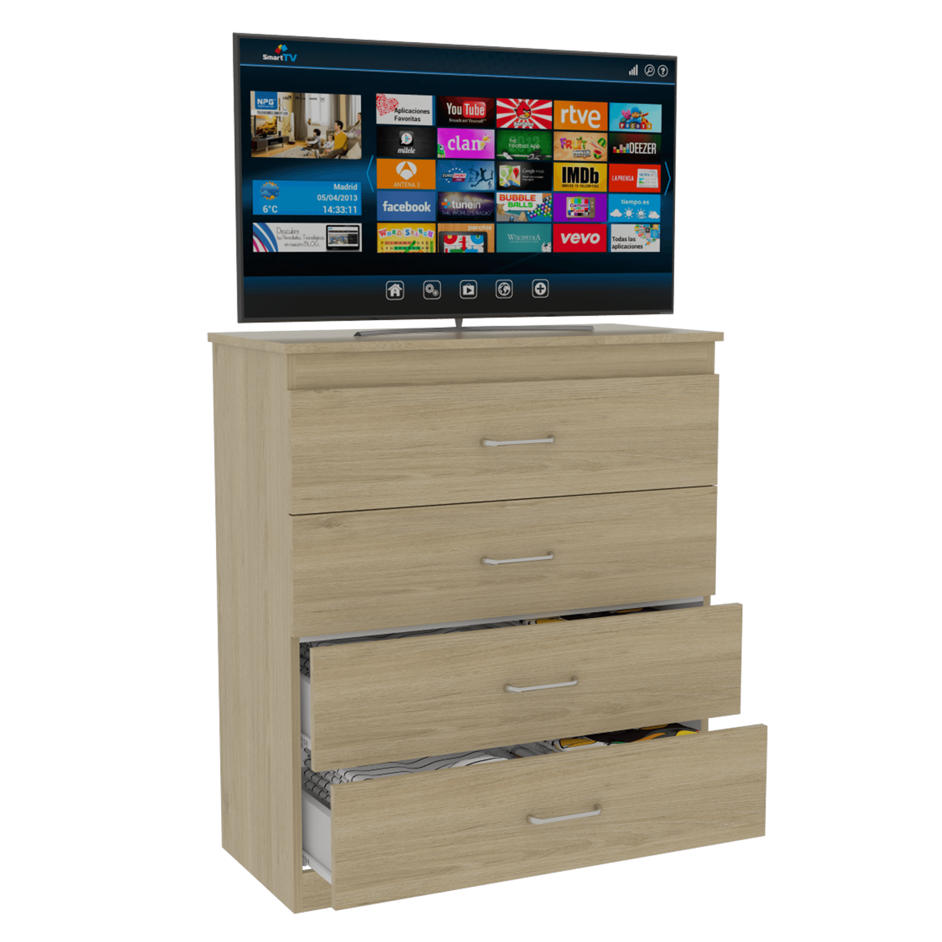 Foto 4 pulgar | Cómoda Organizador Marino, Beige Y Blanco, Con Cuatro Cajones Organizadores Y Manijas Metálicas